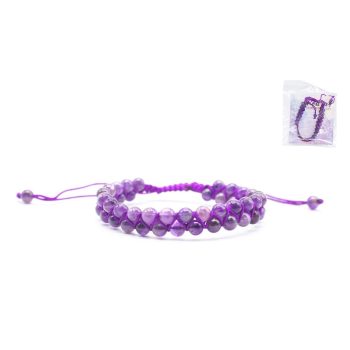 Pulseira Pedra Ametista Dupla 6Mm
