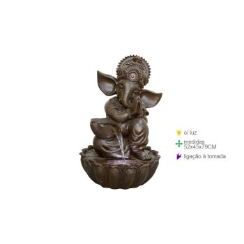 Fonte Resina Ganesh Castanho 52X45X79Cm