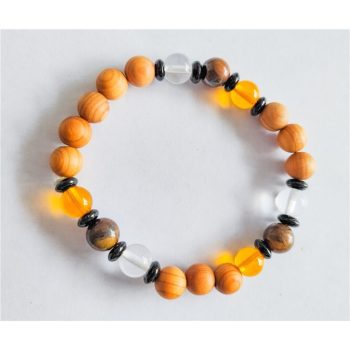 Pulseira Dinheiro Pedra Madeira 8Mm