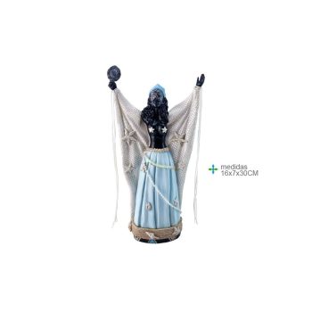 Orixá Resina Yemanjá Negra 16X7X30Cm