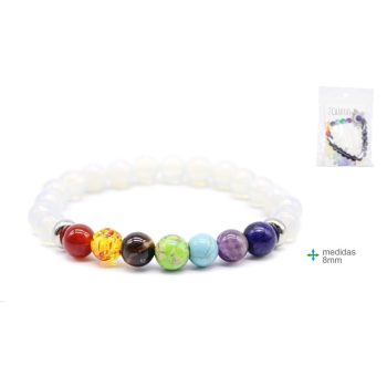 Pulseira 7 Chakras Branca 8Mm