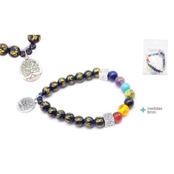 Pulseira 7 Chakras Pedra Árvore Da Vida 8Mm