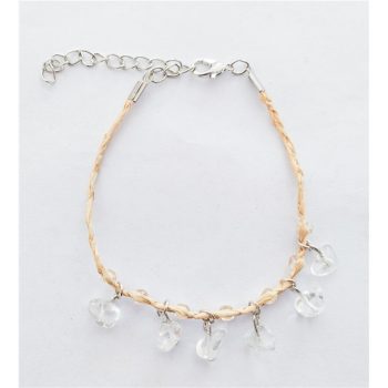 Pulseira Ráfia Pedra Cristal 20Cm
