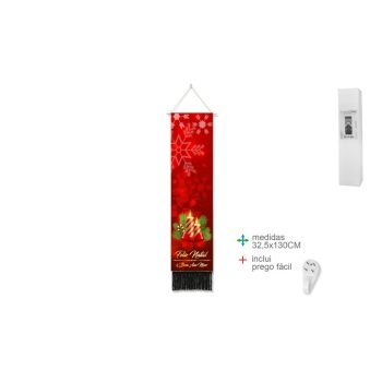 Decoração Parede Algodão Natal 33X130Cm