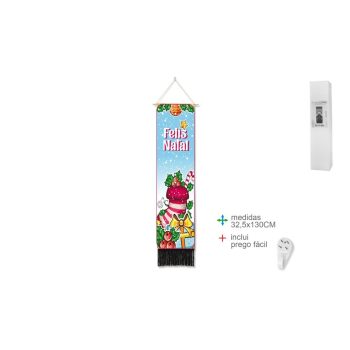 Decoração Parede Algodão Natal 33X130Cm