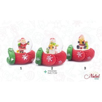 Bola Vidro Pai Natal/Boneco Neve 6X7Cm