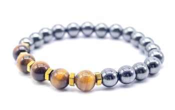Pulseira Pedra Hematite/Olho Tigre 8Mm