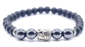 Pulseira Pedra Hematite Buda 6Mm