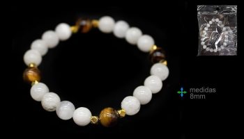 Pulseira Pedra Selenite/Olho tigre 6mm