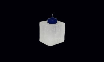 Porta Vela Selenite Cubo Polido 8Cm