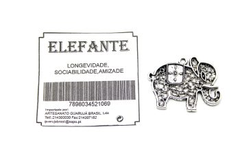 Medalha Elefante Prata 3.4 X 2.7 Cm