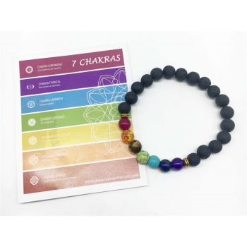 Pulseira 7 Chakras Pedra Vulcânica