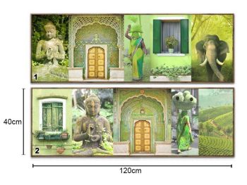 Quadro Tecido Tela Índia 120X40Cm