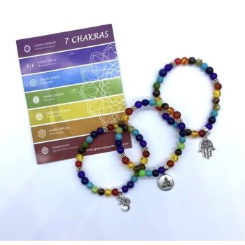 Pulseira 7 Chackras Buda/Mao/Om