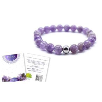 Pulseira Pedra Ametista Bola 8-10Mm