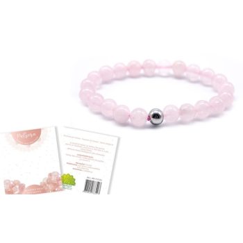 Pulseira Pedra Quartz Rosa Bola 8-10Mm