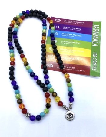 Japamala 7 Chakras Vulcânica/Om 108 Contas