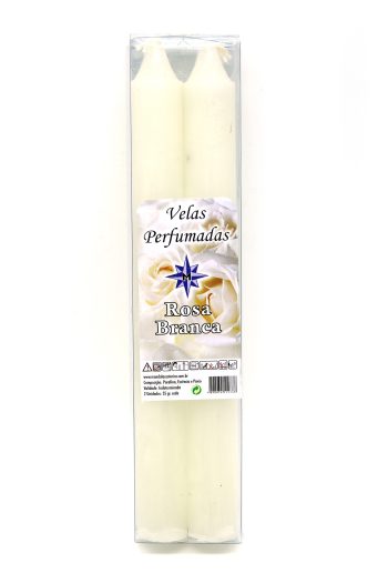 Vela Perfumada Rosa Branca Conj 2 20Cm
