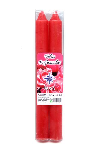 Vela Perfumada Rosa Conj 2 20Cm