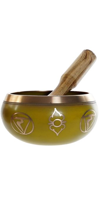 Taca Tibetana Metal Amarela 13X7.50Cm