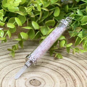 Pendente Bastao Quartz Rosa 13Cm