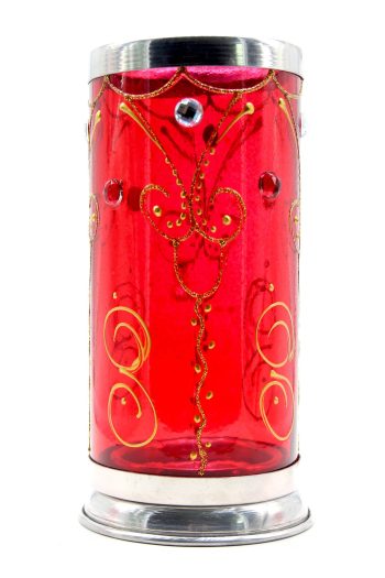 Porta Vela 7 Dias Vitral Vermelho +/-18Cm