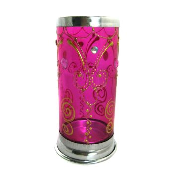 Porta Vela 7 Dias Vitral Rosa +/-18Cm