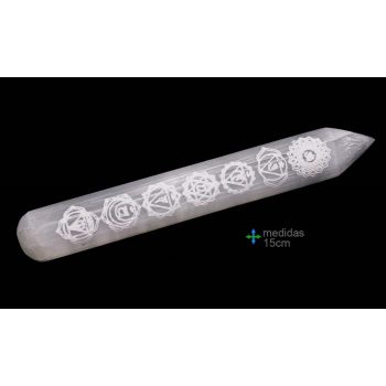 Massajador Selenite Uma Ponta 7 Chackras 15Cm