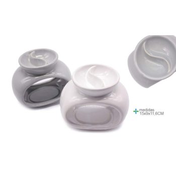 Queimador Cerâmica Branco/Cinza 15X9X11.60Cm