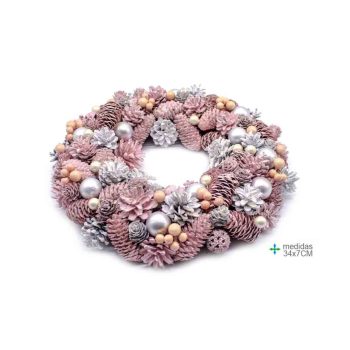 Centro Mesa Natal Rosa 34Cm