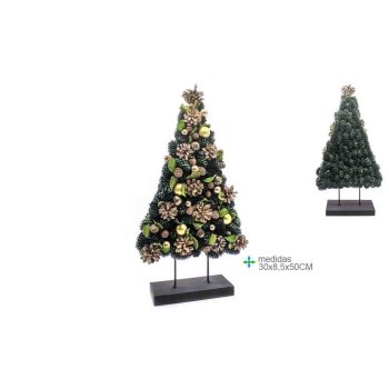 Árvore Natal Madeira Verde Base 30X8X50Cm