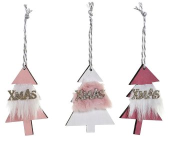 Pendente Madeira Set12 Árvore Xmas 21X8X2Cm