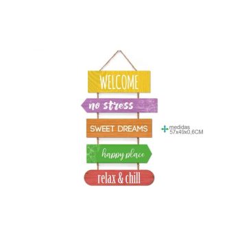 Placa Parede Mdf Welcome 57X49Cm