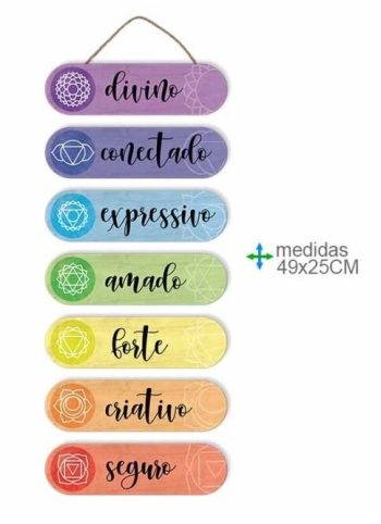 Placa Parede Mdf 7 Chackras Red 49X25X7Cm