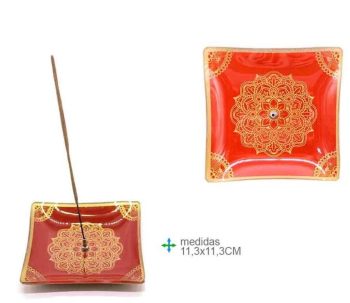 Porta Inc Vidro Quadrado Mandala 11Cm