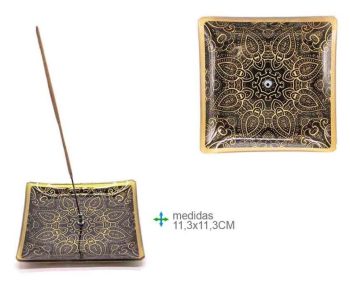 Porta Inc Vidro Quadrado Mandala 11Cm