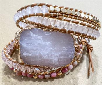 Pulseira Cabedal Quartz Rosa 25X35Mm