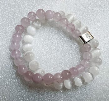 Pulseira Selenite/Quartz Rosa 8Mm