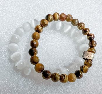 Pulseira Selenite/Olho Tigre 8Mm