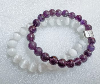 Pulseira Selenite/Ametista 8Mm