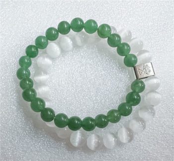 Pulseira Selenite/Jade 8Mm