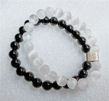 Pulseira Selenite/Turmalina 8Mm