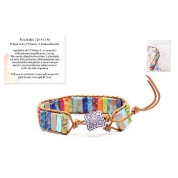 Pulseira Cabedal 7 Chackras 4X13Mm
