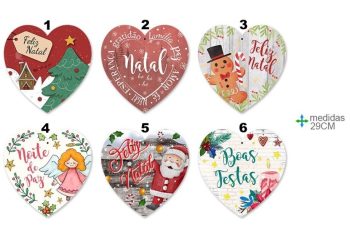 Quadro Madeira Coração Natal 29Cm