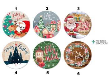 Quadro Madeira Redondo Natal 20Cm