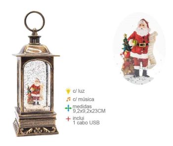 Lanterna Pai Natal 9X9X23Cm