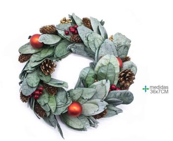 Centro Mesa Natal Folhas 36Cm