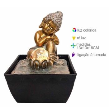 Fonte Resina Buda Dourado 13X13X18Cm