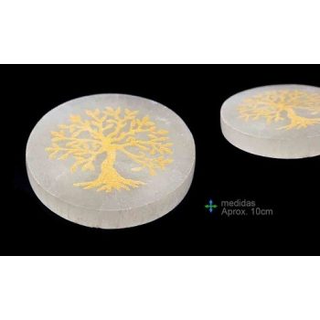 Base Selenite Redonda Árvore Vida 10Cm