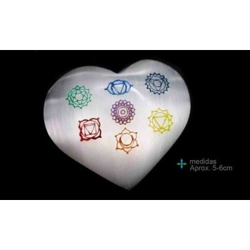 Coração Selenite 7 Chackras Cor 5-6Cm